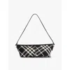Burberry Womens  Check-print Baguette Cotton-twill Shoulder Bag In Black/calico