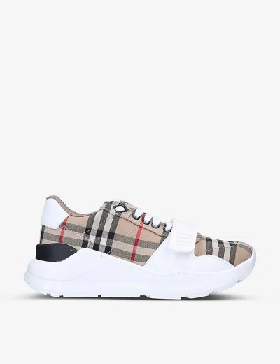 BURBERRY WOMENS BURBERRY NEW REGIS VINTAGE CHECK CANVAS TRAINERS,51464715