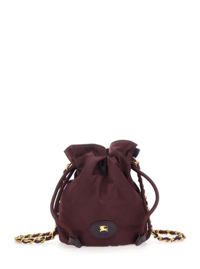 Burberry Women Bordeaux Handbag With Chain Shoulder Strap And Ekd Patch On The Front In Fabric Woman In Purple