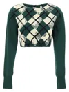 Burberry Check Cotton Knit Long Sleeve Sweater