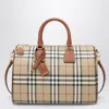 Burberry Medium Bowling Bag With Check Pattern In Brown