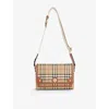 Burberry Womens Briar Brown Check-print Flap-front Woven-blend Cross-body Bag In Briar Brown