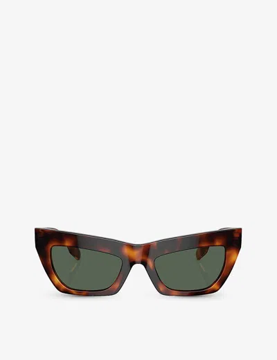 BURBERRY WOMENS BROWN BE4405 CAT-EYE-FRAME ACETATE SUNGLASSES