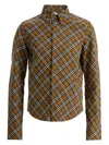 Burberry Ered Shirt With Button-down Collar In Oxide Ip Check