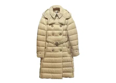 Pre-owned Burberry Women's  Arniston Hooded Puffer Long Down Jacket In Honey In Brown