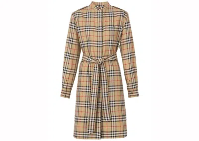 Pre-owned Burberry Women's  Aurelia Shirt Dress In Beige In Sand