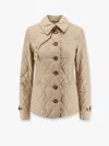 Burberry Quilted And Folded Collar Cotton Dress In Dusty Beige
