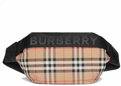 Pre-owned Burberry Women's  Bum Bag Vintage Check Medium In Archive Beige/black