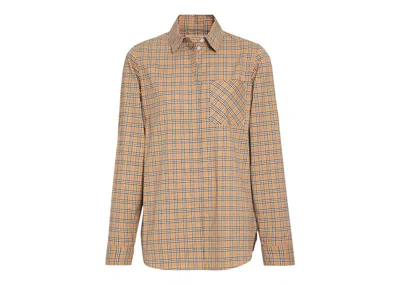 Pre-owned Burberry Women's  Check Cotton Shirt In Beige