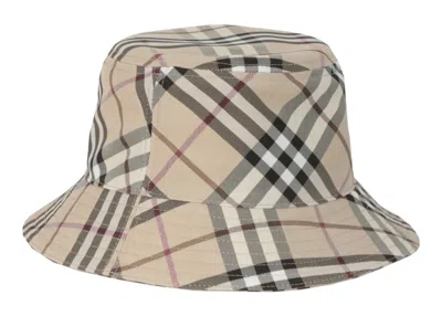 Pre-owned Burberry Women's  Check Ekd Bucket Hat In Alabaster
