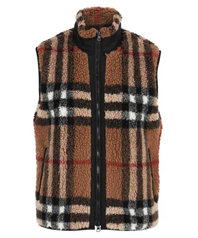 Pre-owned Burberry Women's  Check Hillend Vests In Brown Check