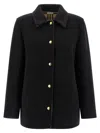 Burberry Check Lining Jacket Collared Long Sleeves In Black