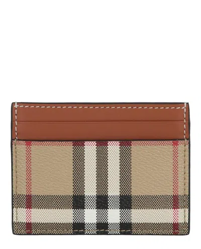 Pre-owned Burberry Women's  Check Print Card Holder In Archive Beige