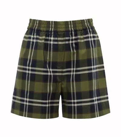 Pre-owned Burberry Women's  Check Shorts In Dark Olive Green