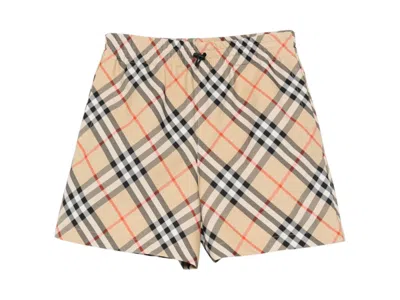 Pre-owned Burberry Women's  Check Shorts In Sand Ip Check