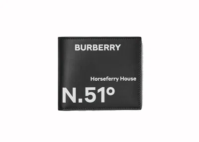 Pre-owned Burberry Women's  Coordinates Print Bifold Wallet In Black/white In Multi