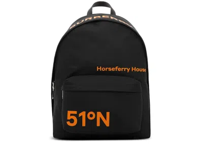 Pre-owned Burberry Women's  Coordinatesprint Econyl Backpack In Black/orange In Multi