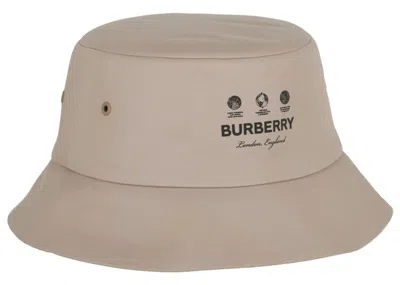 Pre-owned Burberry Women's  Cotton Logo Bucket Hat In Light Beige