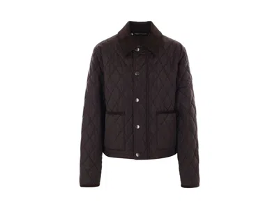 Pre-owned Burberry Women's  Cropped Quilt Jacket In Peat/ Brush Ip Check