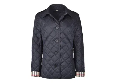 Pre-owned Burberry Women's  Diamond Quilted Jacket In Navy Blue