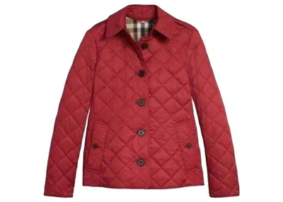 Pre-owned Burberry Women's  Diamond Quilted Jacket In Red