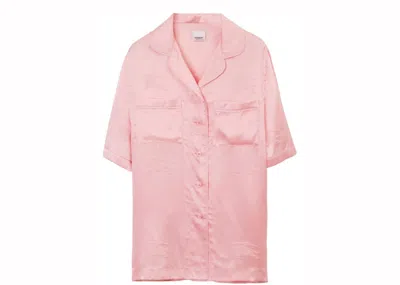Pre-owned Burberry Women's  Ekd Jacquard Silk Pyjama Shirt In Pink