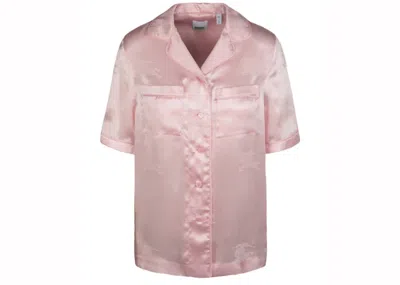 Pre-owned Burberry Women's  Ekd Jacquard Silk Shirt In Light Pink