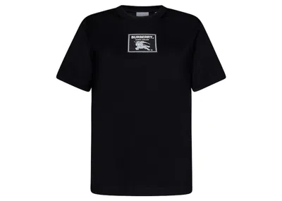 Pre-owned Burberry Women's  Ekd Logo Patch T-shirt In Black