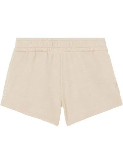 Pre-owned Burberry Women's  Embroidered Logo Shorts In Beige