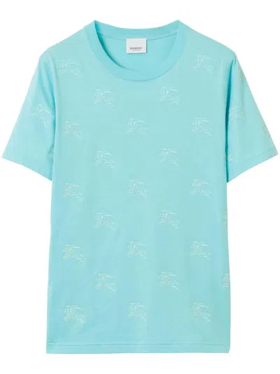 Pre-owned Burberry Women's  Equestrian Knight Roundneck T-shirt In Blue