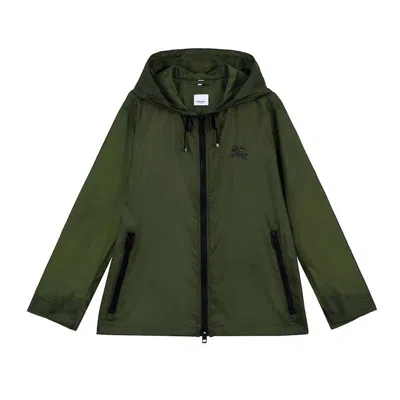 Pre-owned Burberry Women's  Equestrian Knight Windbreaker In Dark Green