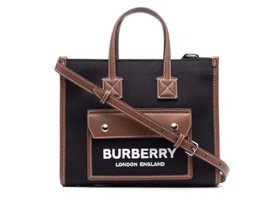 Pre-owned Burberry Women's  Freya Tote In Black/tan
