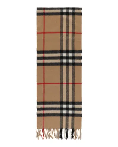 Pre-owned Burberry Women's  Giant Check Cashmere Scarf In Beige