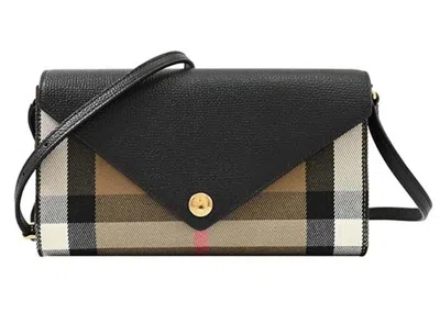 Pre-owned Burberry Women's  Hannah Check Shoulder Bag In Black