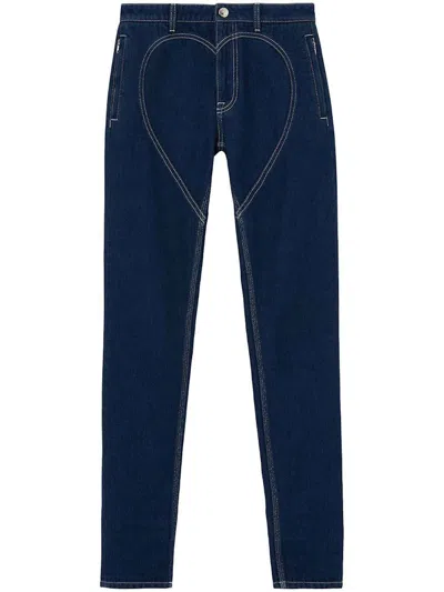 Pre-owned Burberry Women's  Heart Stitched Straight Leg Jeans In Blue
