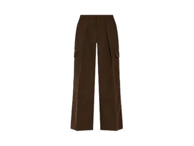 Pre-owned Burberry Women's  High Waisted Cargo Wide Leg Trousers In Brown/black
