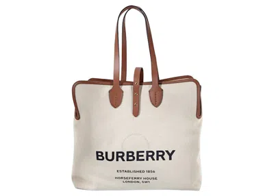 Pre-owned Burberry Women's  Horseferry Print Tote Bag In Beige/brown