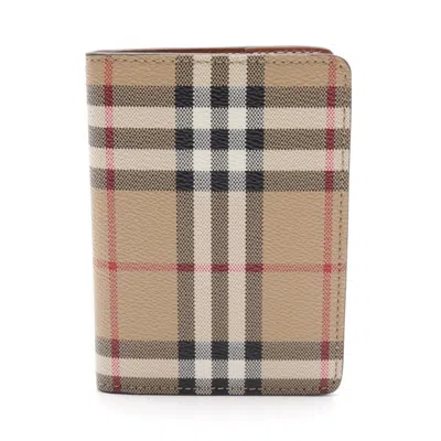 Pre-owned Burberry Women's  House Check Passport Holder In Archive Beige In Brown