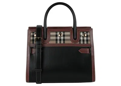 Pre-owned Burberry Women's  House Check Title Tote In Black