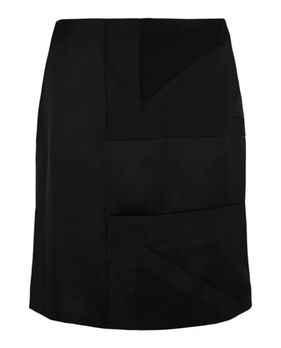Pre-owned Burberry Women's  Intarsia Draped Skirt In Black