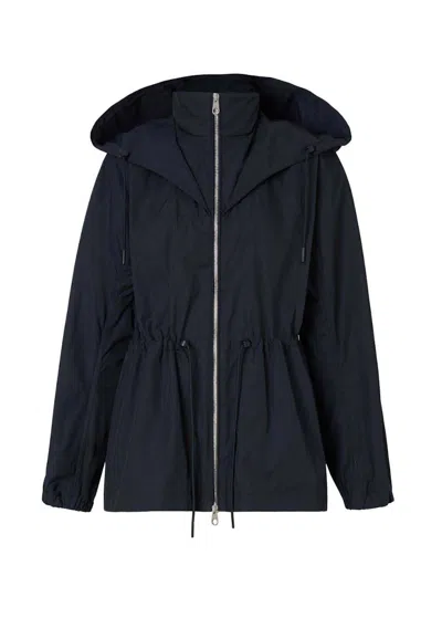 Pre-owned Burberry Women's  Logo Detail Hoooded Parka In Jacket Navy Blue