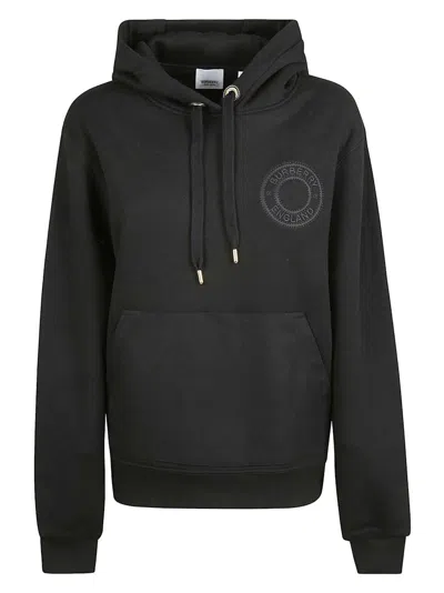 Pre-owned Burberry Women's  Logo Embroidered Hoodie In Black