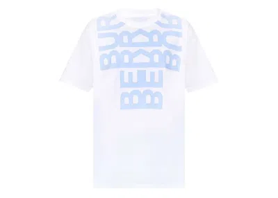 Pre-owned Burberry Women's  Logo Printed Oversized T-shirt In White