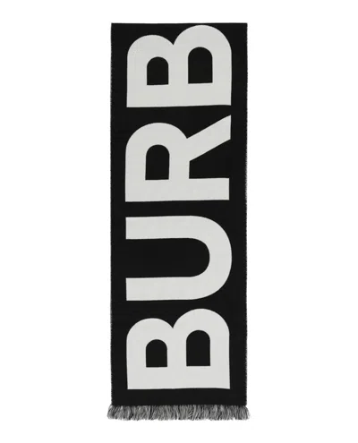 Pre-owned Burberry Women's  Logo Wool Scarf In Black