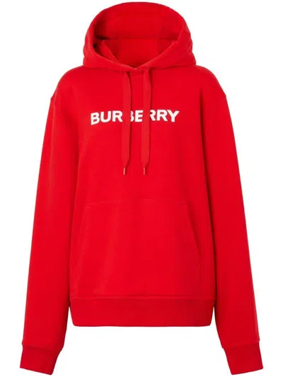 Pre-owned Burberry Women's  Logoprint Cotton Hoodie In Red