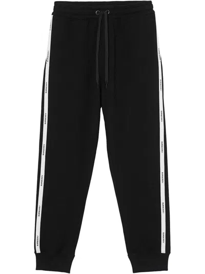 Pre-owned Burberry Women's  Logotape Track Pants In Black White