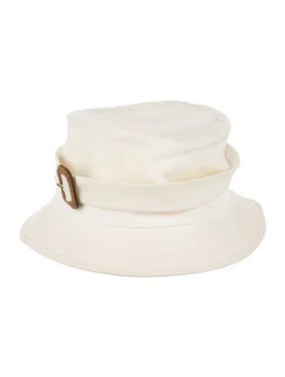 Pre-owned Burberry Women's  London Cotton Bucket Hat In White