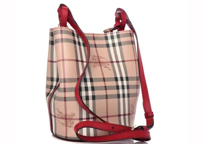 Pre-owned Burberry Women's  Lorne Haymarket Nova Check Small Crossbody In Red