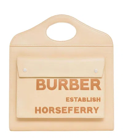 Pre-owned Burberry Women's  Medium Leather Horseferry Pocket Bag In Neutral