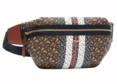 Pre-owned Burberry Women's  Medium Monogram Stripe Ecanvas Bum Bag In Brown